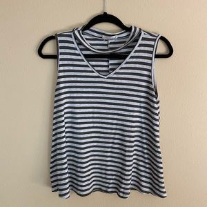 Striped top with cute open v neck